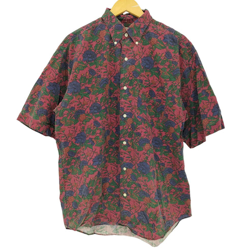 バナナリパブリック BANANA REPUBLIC 90s SAFARI & TRAVELタグ 香港製 コットン フラワープリント 半袖 3点止め ボタンダウンシャツ メンズ import:L