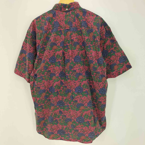 バナナリパブリック BANANA REPUBLIC 90s SAFARI & TRAVELタグ 香港製 コットン フラワープリント 半袖 3点止め ボタンダウンシャツ メンズ import:L