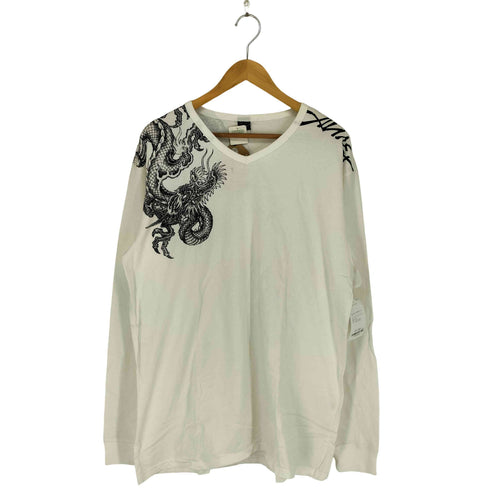 アヴィレックス AVIREX Japanese pattern 龍 和柄 Vネックカットソー メンズ 2XL