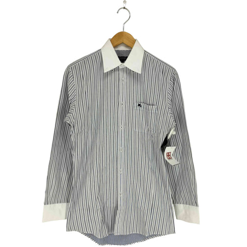 バーバリーブラックレーベル BURBERRY BLACK LABEL 刺繍ストライプシャツ メンズ UK:38