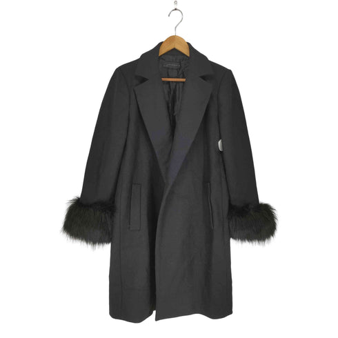 ザラ ZARA 袖ファー ウールナイロンコート レディース import:M