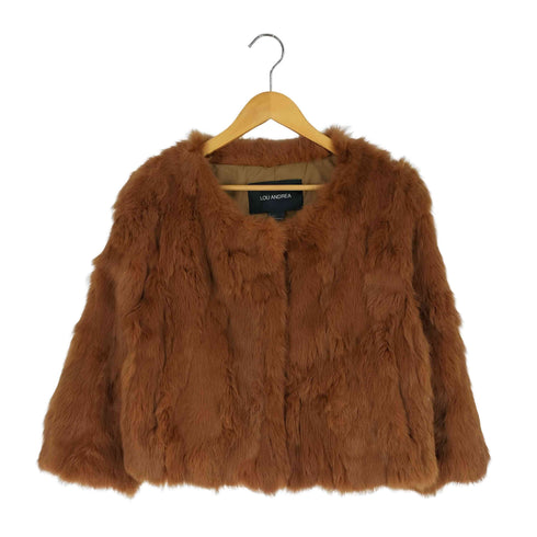 LOU ANDREA フランス製 ラビットファー ノーカラージャケット レディース import:S