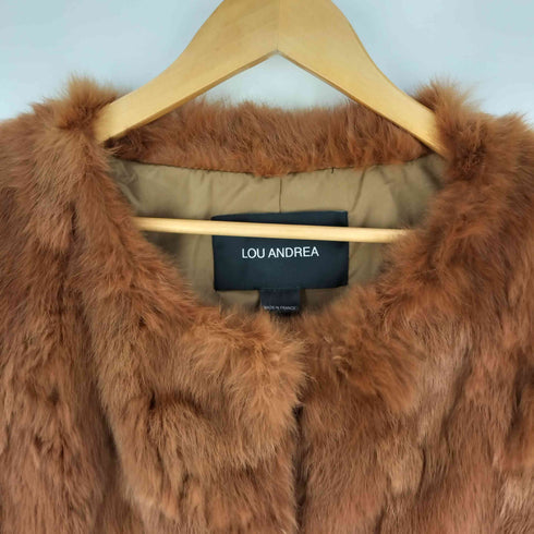 LOU ANDREA フランス製 ラビットファー ノーカラージャケット レディース import:S