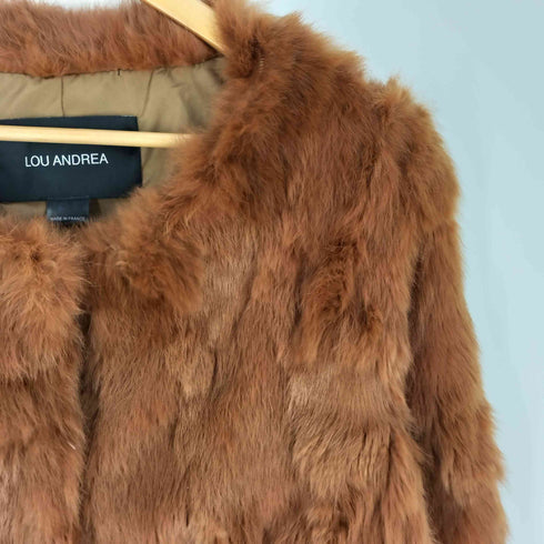 LOU ANDREA フランス製 ラビットファー ノーカラージャケット レディース import:S