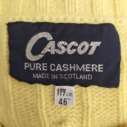 CASCOT スコットランド製 PURE CASHMERE ケーブルニット カーディガン メンズ 46