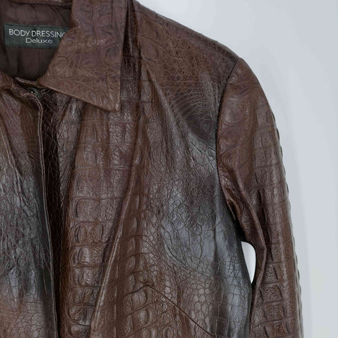 ボディドレッシングデラックス BODY DRESSING Deluxe イタリア製 型押しクロコ ラムレザー ステンカラーコート レディース JPN:9号