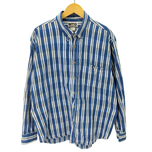 MTO International 90S ストライプ B.D. L/S コットン シャツ メンズ import:XL