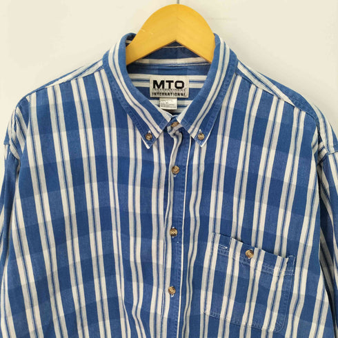 MTO International 90S ストライプ B.D. L/S コットン シャツ メンズ import:XL