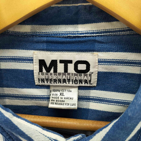 MTO International 90S ストライプ B.D. L/S コットン シャツ メンズ import:XL
