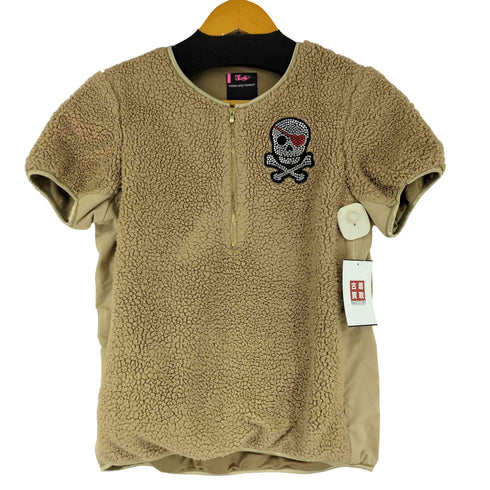 DANCE WITH DRAGON ドクロラインストーンフリースハーフジップジャケット 半袖 レディース JPN:2