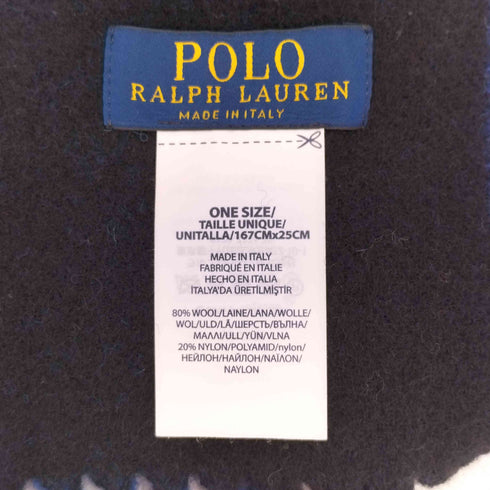 ポロラルフローレン POLO RALPH LAUREN リバーシブルマフラー フリンジ チェック柄 ポニー刺繍 ラムウール メンズ ONE SIZE