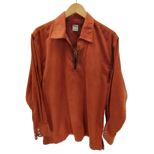 MULHOLLAND 編み込み レースアップ L/S フェイク スエード 襟付き スキッパー カットソー メンズ import:L