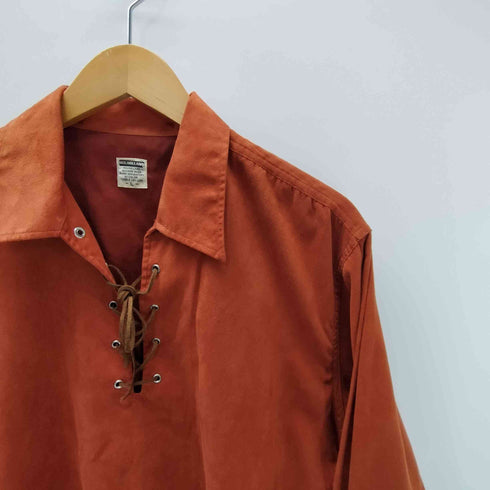 MULHOLLAND 編み込み レースアップ L/S フェイク スエード 襟付き スキッパー カットソー メンズ import:L