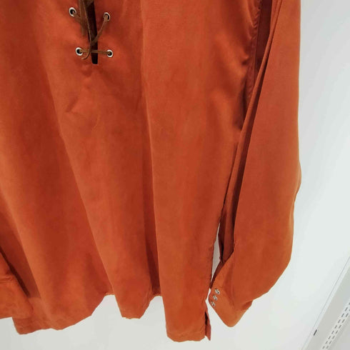 MULHOLLAND 編み込み レースアップ L/S フェイク スエード 襟付き スキッパー カットソー メンズ import:L