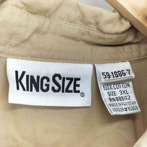 キングサイズ KINGSIZE 90s パキスタン製 コットン100 パキ綿 ヘンリーネック リブ オーバーサイズ ワークシャツ メンズ 3XL