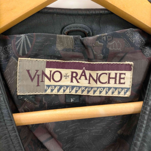 VINO RANCHE 裏地総柄 編み込み レースアップ 牛革 カウレザー ベスト メンズ FREE