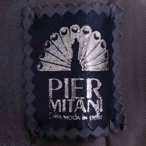 PIER MITANI イタリア製 レザー 丸襟 セミロング コート レディース EUR:42