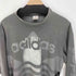 アディダス adidas 80-90S デサント製 ビッグ トレフォイルロゴ プリント モックネック ロングスリーブTシャツ メンズ M-L