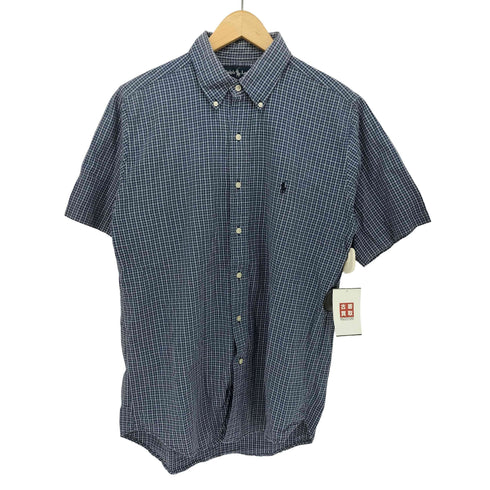 ラルフローレン RALPH LAUREN BLAKE ポニー 刺繍 チェック シアサッカー S/S ボタンダウン シャツ メンズ import:L
