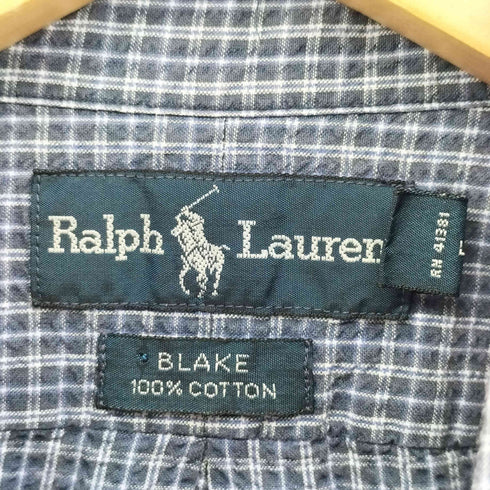ラルフローレン RALPH LAUREN BLAKE ポニー 刺繍 チェック シアサッカー S/S ボタンダウン シャツ メンズ import:L
