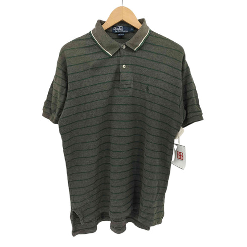 ポロバイラルフローレン Polo by RALPH LAUREN 香港製 ポニー 刺繍 ボーダー 鹿の子 S/S ポロシャツ メンズ import:L