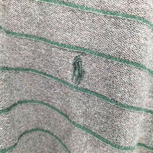 ポロバイラルフローレン Polo by RALPH LAUREN 香港製 ポニー 刺繍 ボーダー 鹿の子 S/S ポロシャツ メンズ import:L