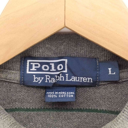ポロバイラルフローレン Polo by RALPH LAUREN 香港製 ポニー 刺繍 ボーダー 鹿の子 S/S ポロシャツ メンズ import:L