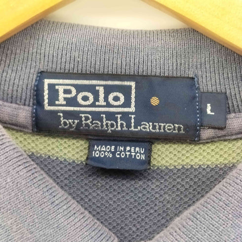 ポロバイラルフローレン Polo by RALPH LAUREN ポニー 刺繍 ボーダー 鹿の子 S/S ポロシャツ メンズ import:L