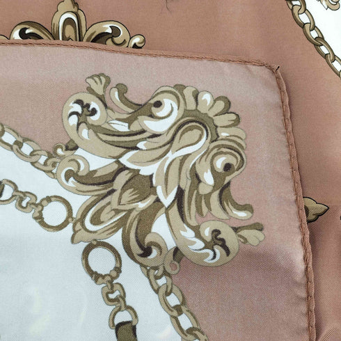 グレンプリンス Glen Prince イタリア製 シルク ロゴ チェーン 総柄 スカーフ レディース