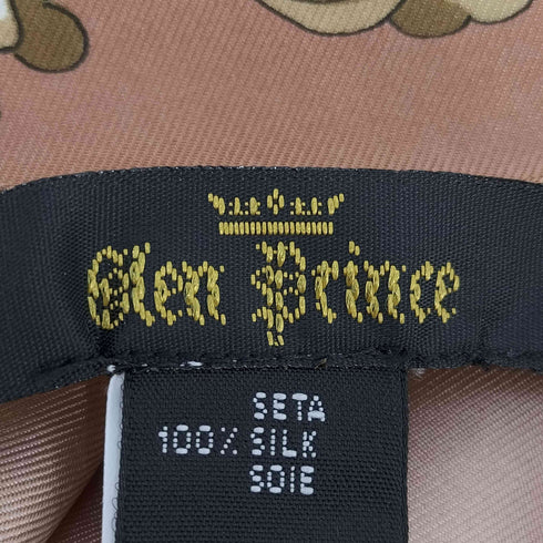 グレンプリンス Glen Prince イタリア製 シルク ロゴ チェーン 総柄 スカーフ レディース