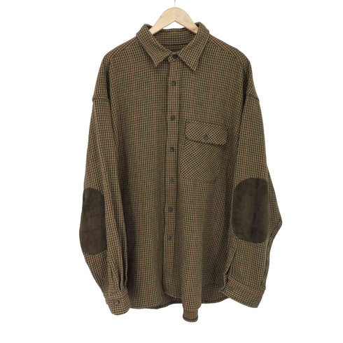 バナナリパブリック BANANA REPUBLIC 90-00s 千鳥格子柄 エルボーパッチ ヘビーネルシャツ メンズ import:XL
