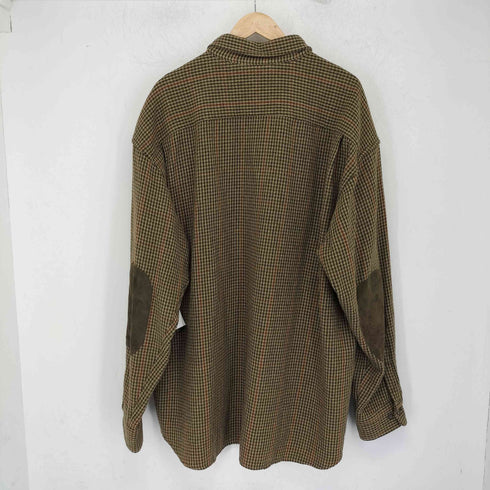 バナナリパブリック BANANA REPUBLIC 90-00s 千鳥格子柄 エルボーパッチ ヘビーネルシャツ メンズ import:XL