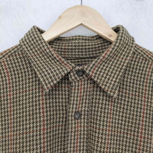 バナナリパブリック BANANA REPUBLIC 90-00s 千鳥格子柄 エルボーパッチ ヘビーネルシャツ メンズ import:XL