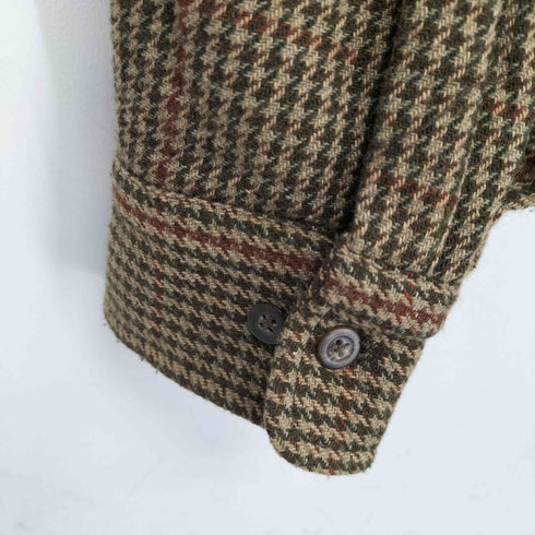 バナナリパブリック BANANA REPUBLIC 90-00s 千鳥格子柄 エルボーパッチ ヘビーネルシャツ メンズ import:XL