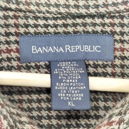 バナナリパブリック BANANA REPUBLIC 90-00s 千鳥格子柄 エルボーパッチ ヘビーネルシャツ メンズ import:XL