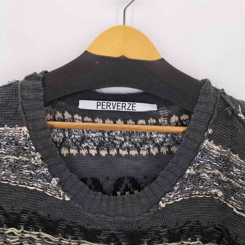 パーバーズ PERVERZE WAVE BORDER DROOPY KNIT レディース