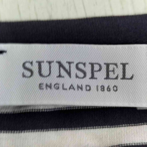 サンスペル Sunspel 英国製 ボーダー クルーネック ロングスリーブTシャツ メンズ US:0-2