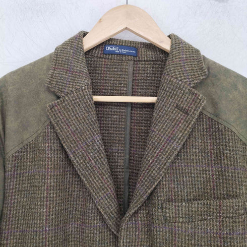 ポロバイラルフローレン Polo by RALPH LAUREN オイルコーティング ツイード 切り替え ハンティングジャケット メンズ 44L