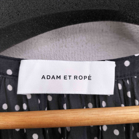 アダムエロペ Adam et Rope ドット柄 コットンシルクシアーノースリーブワンピース レディース FREE