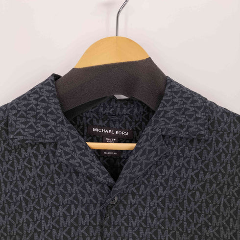 マイケルコース Michael Kors ロゴ シャンブレー ジャガード キャンプ シャツ メンズ import:XS