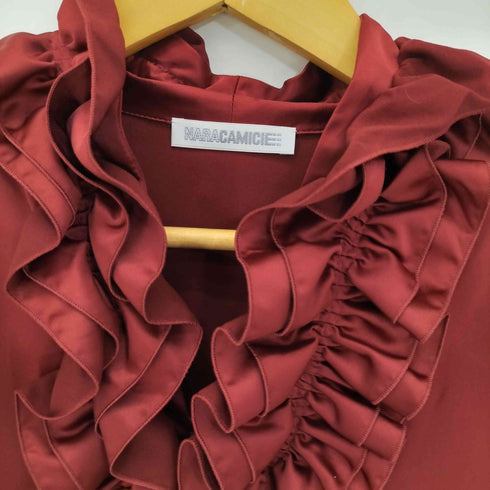 ナラカミーチェ NARACAMICIE サテン フリル 長袖ブラウス レディース JPN:1