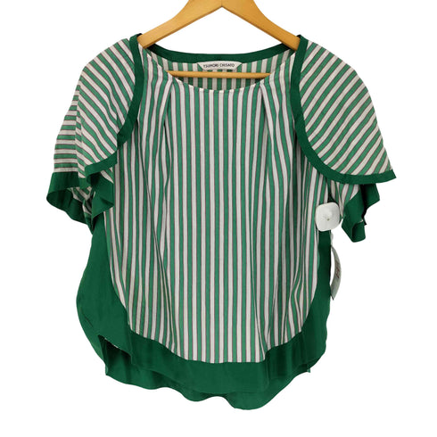 ツモリチサト TSUMORI CHISATO ストライプ サテン切替 半袖ブラウス レディース JPN:2