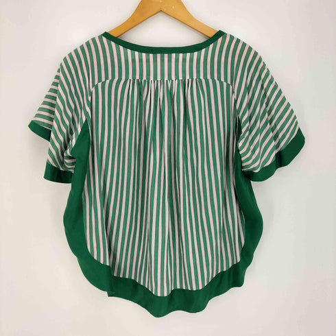 ツモリチサト TSUMORI CHISATO ストライプ サテン切替 半袖ブラウス レディース JPN:2