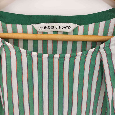 ツモリチサト TSUMORI CHISATO ストライプ サテン切替 半袖ブラウス レディース JPN:2