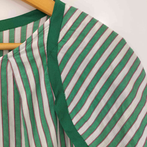 ツモリチサト TSUMORI CHISATO ストライプ サテン切替 半袖ブラウス レディース JPN:2