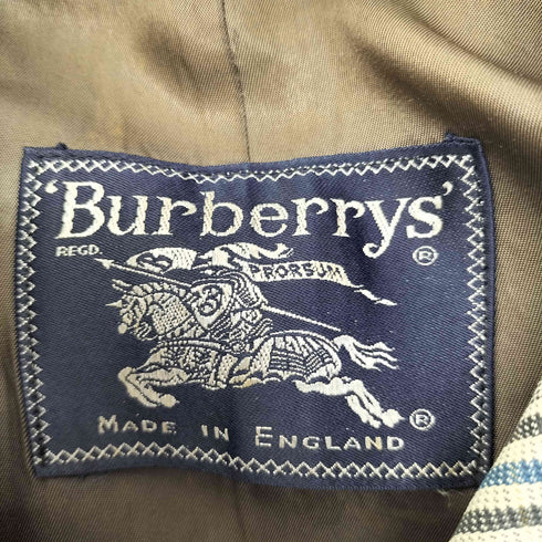 バーバリーズ BURBERRYS 80-90S 英国製 グレンチェック 比翼 ステンカラーコート バルカマーンコート メンズ