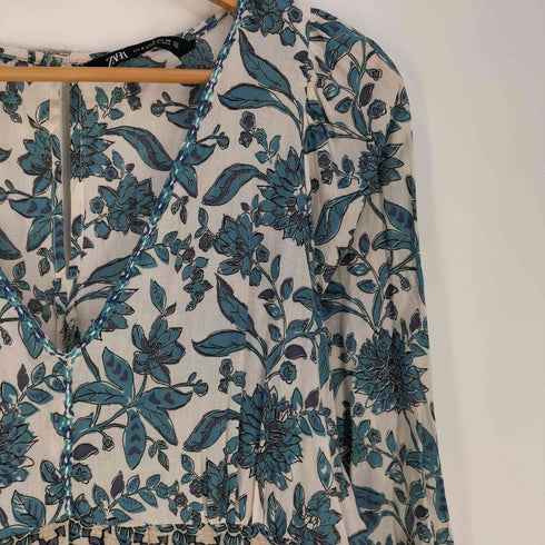 ザラ ZARA 花柄 パッチワーク マキシ ワンピース レディース import:M