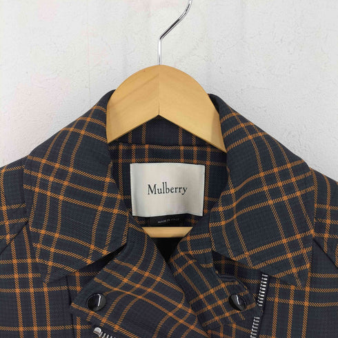 マルベリー Mulberry イタリア製 チェック ライダースジャケット レディース 38