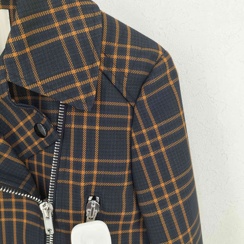 マルベリー Mulberry イタリア製 チェック ライダースジャケット レディース 38