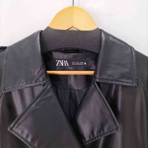 ザラ ZARA フェイクレザー トレンチコート レディース import:S